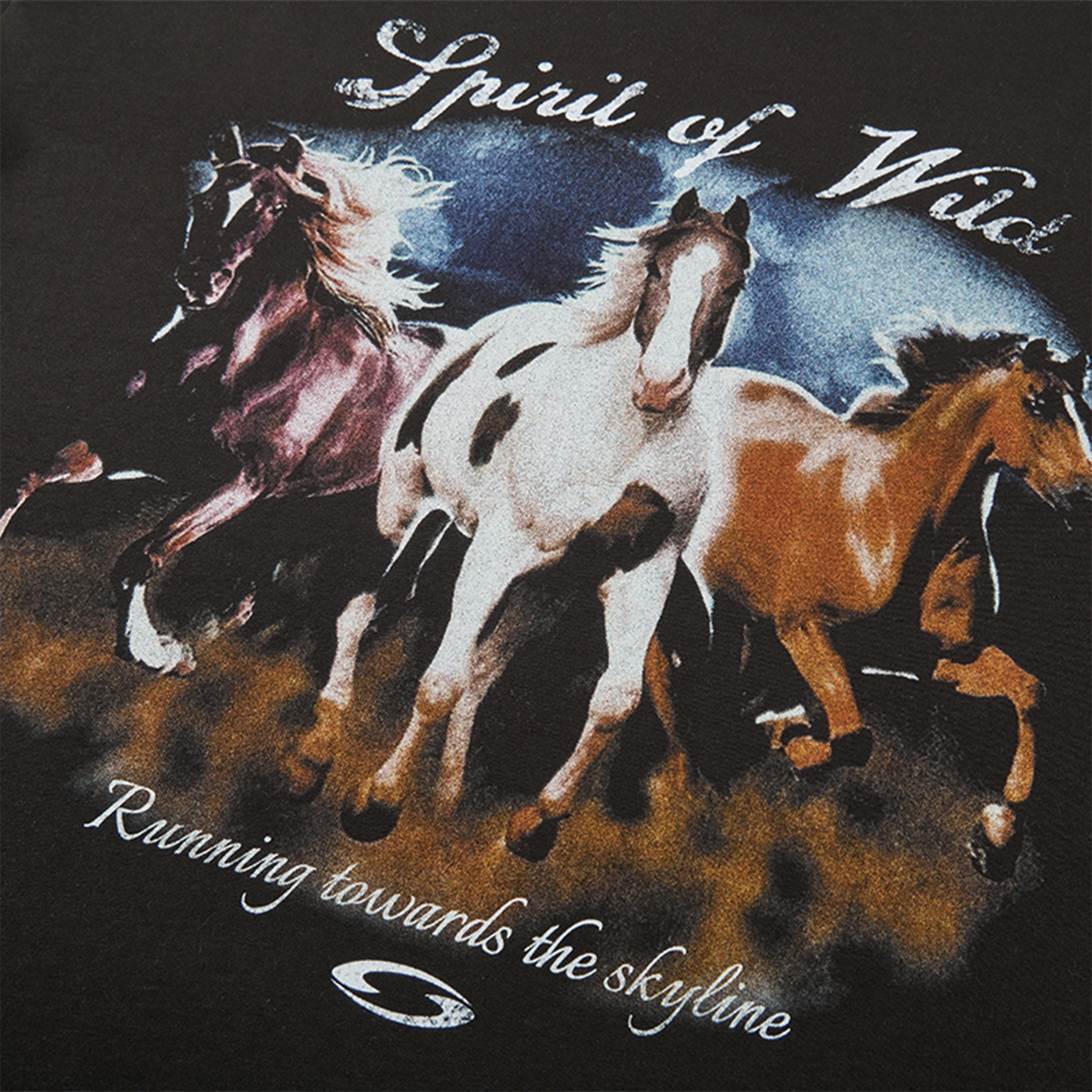 F2CE Washed Retro Horse Graphic T-Shirt-T Shirt-S-Free Shipping Leatheretro
