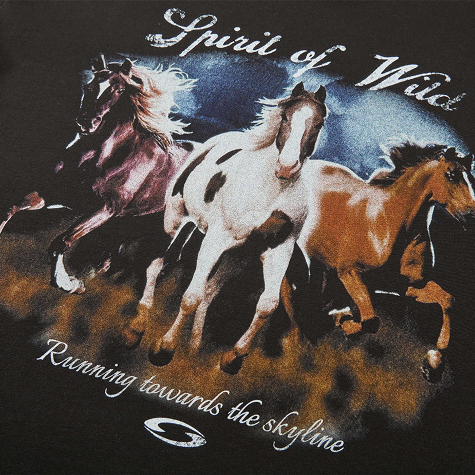 F2CE Washed Retro Horse Graphic T-Shirt-T Shirt-S-Free Shipping Leatheretro
