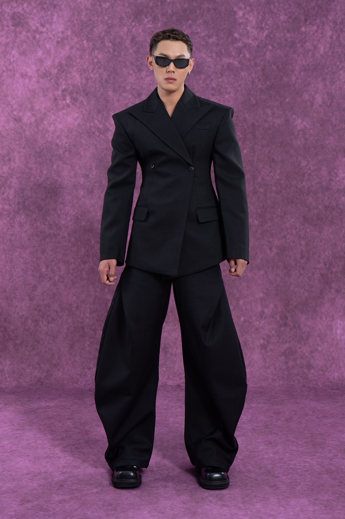 CLP Cinched Waist Sculpted Blazer-Jacket-S-Black-Free Shipping Leatheretro