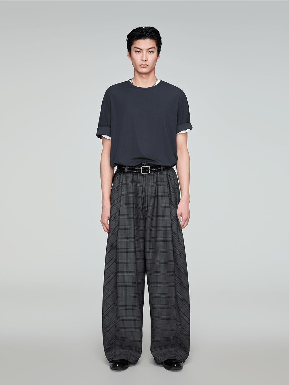 OPICLOTH Retro Paneled Plaid Drawstring Oversized Pants-Pants-XS-Free Shipping Leatheretro