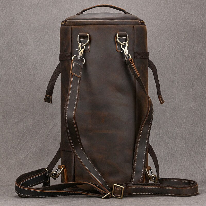 Premium Leather Bucket Backpack-Backpacks-Dark Brown-Free Shipping Leatheretro