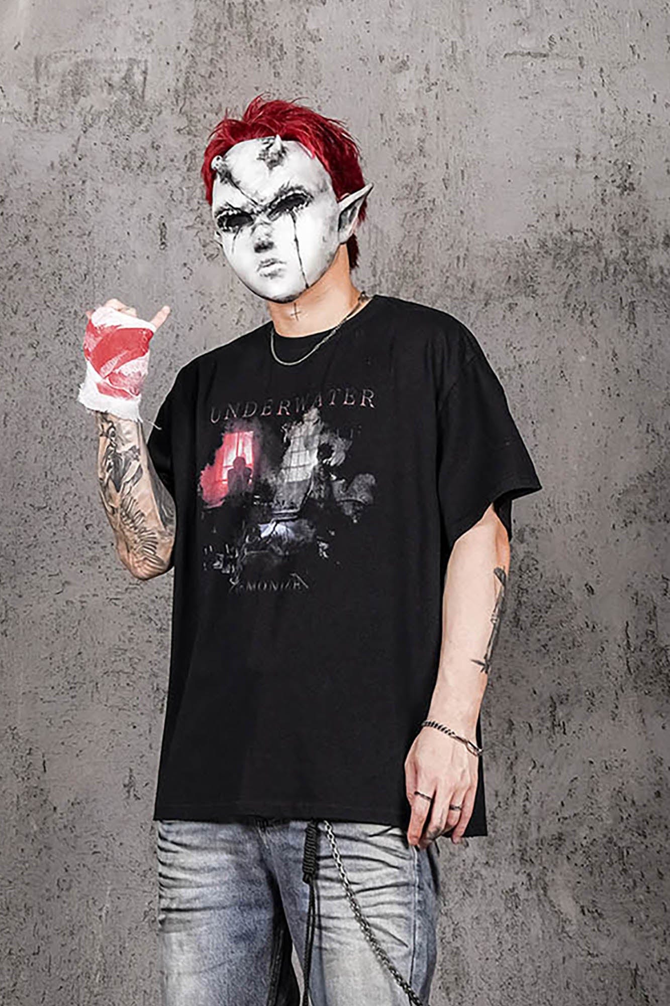 UNDERWATER Demonize Faded Graphic T-Shirt-T Shirt-S-Free Shipping Leatheretro