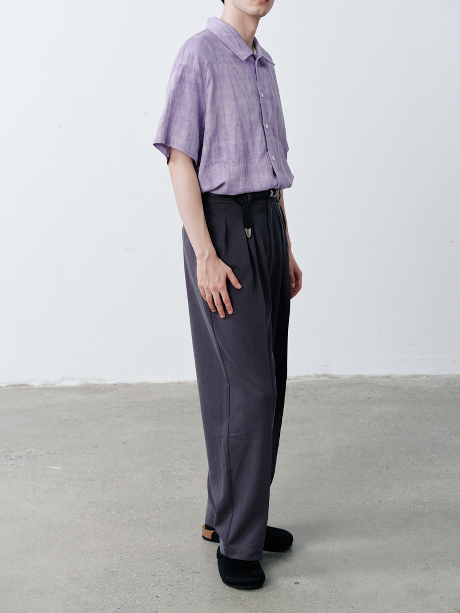 GRAINMUSTARD Crinkled Linen-Cotton Half Shirt-Half shirt-XS-Free Shipping Leatheretro