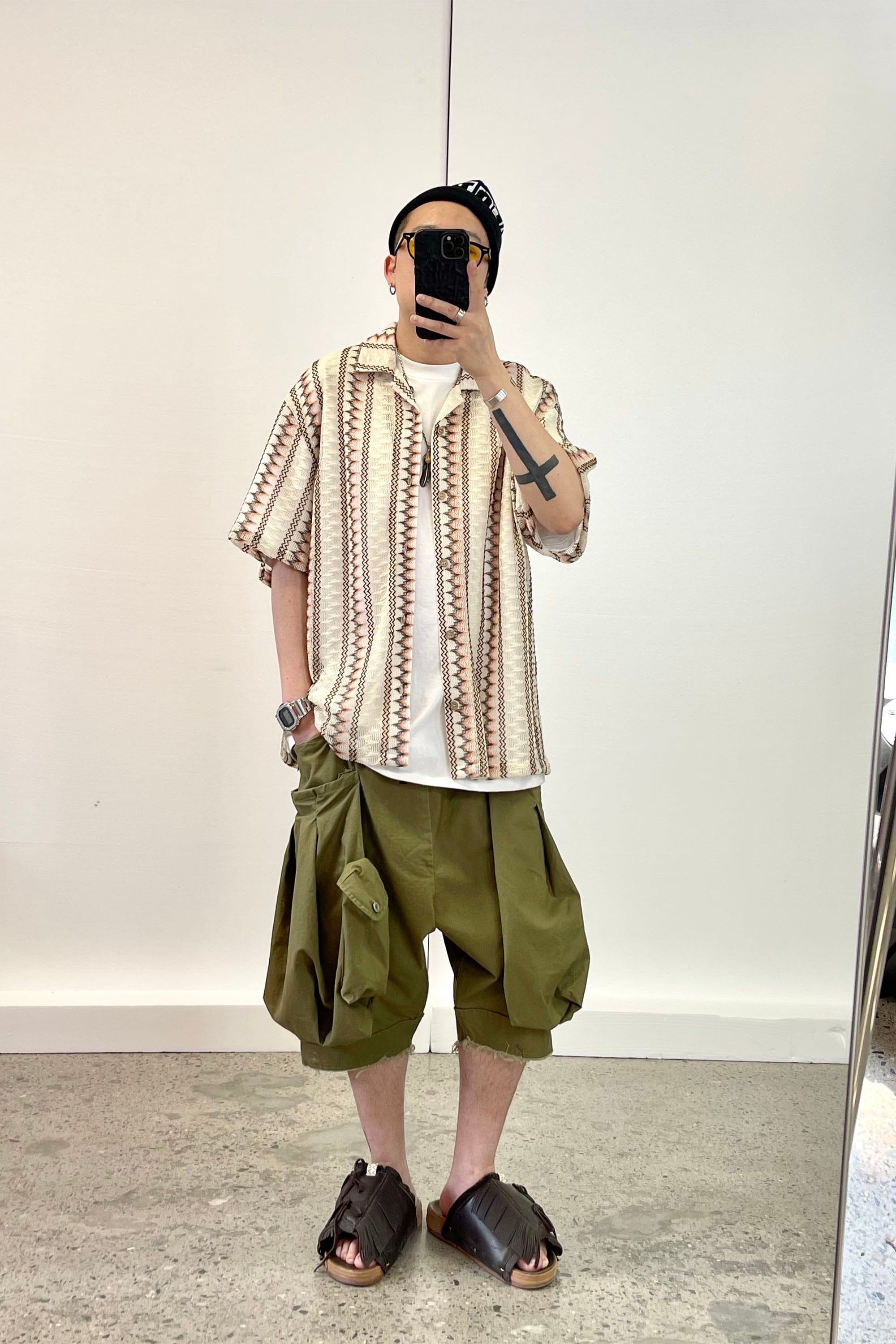 ME DA IGUAL Geometric Ripple Crochet Half Shirt-Shirt-M-Free Shipping Leatheretro