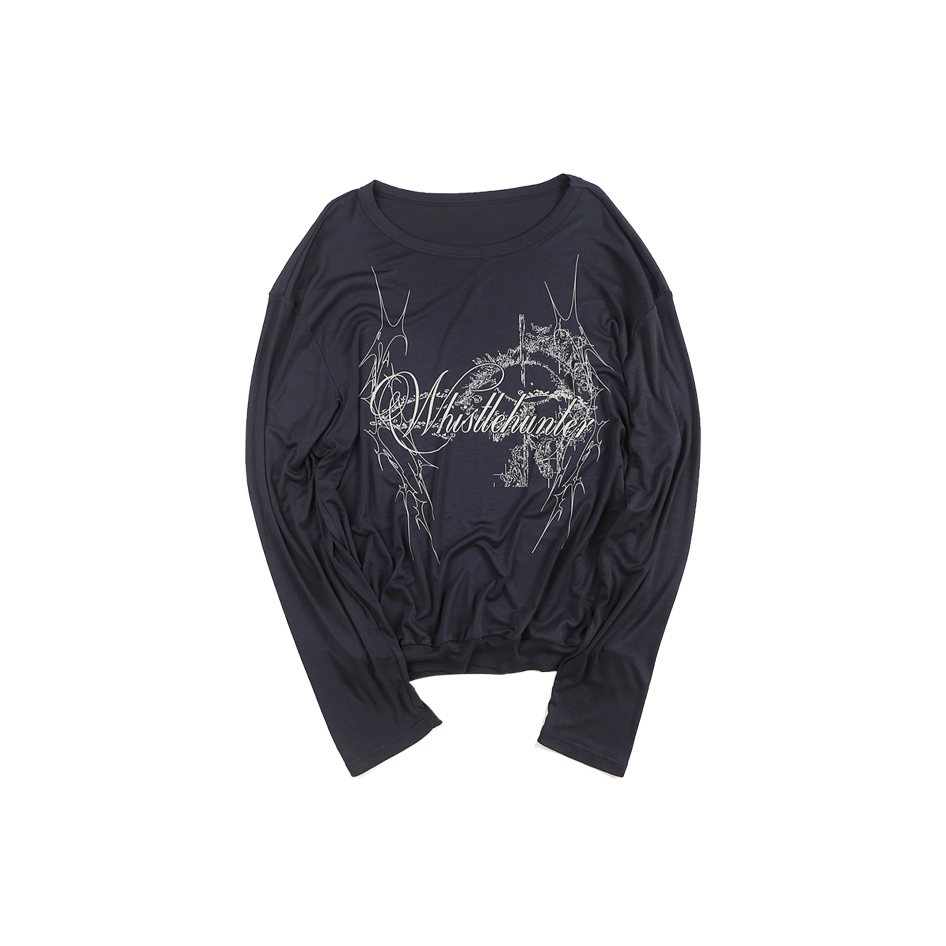 WHISTLEHUNTER Lyocell Graphic Long-Sleeve Tee-T Shirt-S (Preorder)-White-Free Shipping Leatheretro