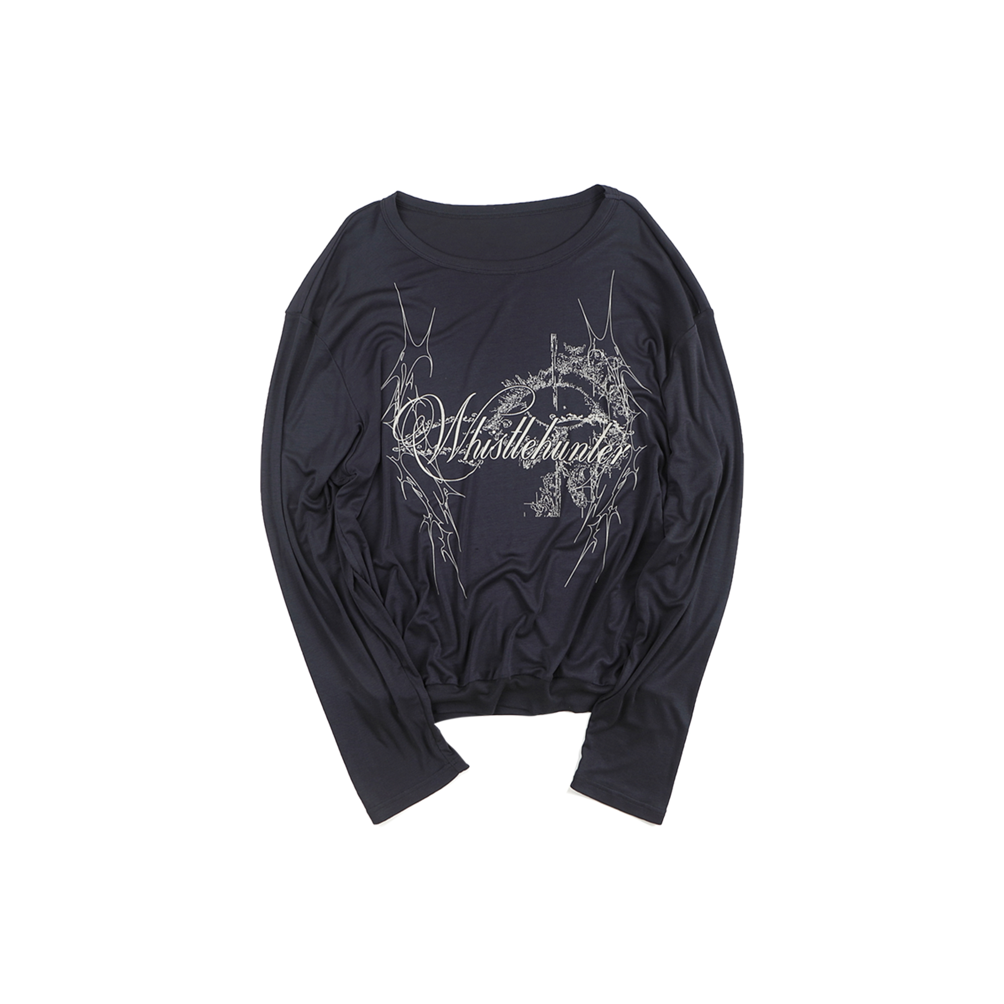 WHISTLEHUNTER Lyocell Graphic Long-Sleeve Tee-T Shirt-S (Preorder)-White-Free Shipping Leatheretro