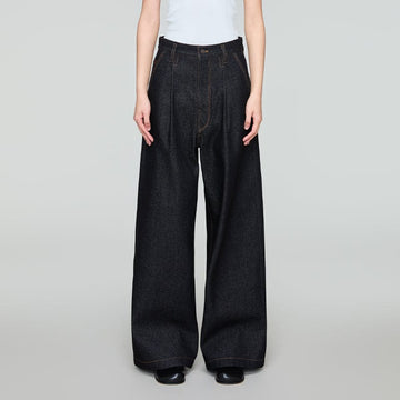 OPICLOTH Retro Washed Pleated Wide-Leg Jeans-Jeans-XS-Free Shipping Leatheretro