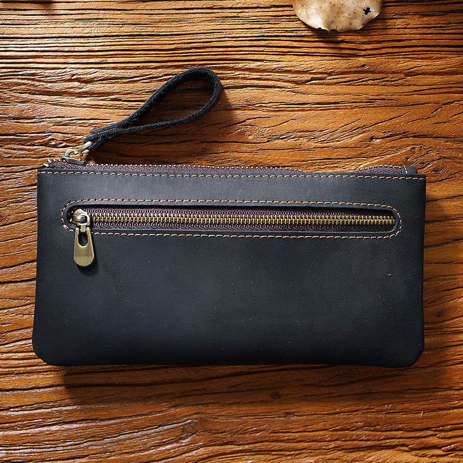 Retro Crazy Horse Leather Pencil Case - Creative Portable Hand Grip Buggy Bag-Pencil Case-Black-Free Shipping Leatheretro
