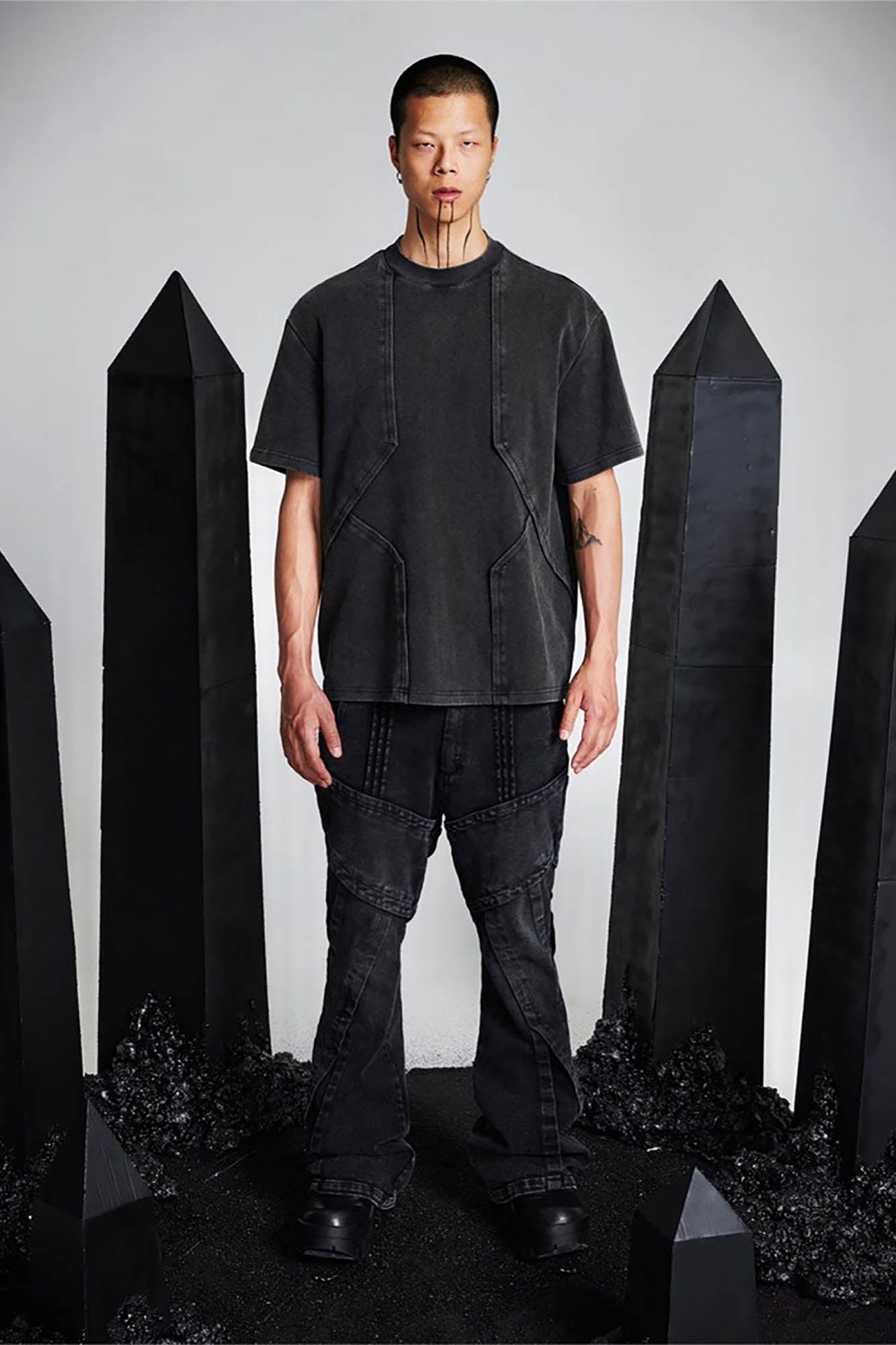 SSIN7 Washed Armor-Panel T-Shirt-T Shirt-S-Free Shipping Leatheretro