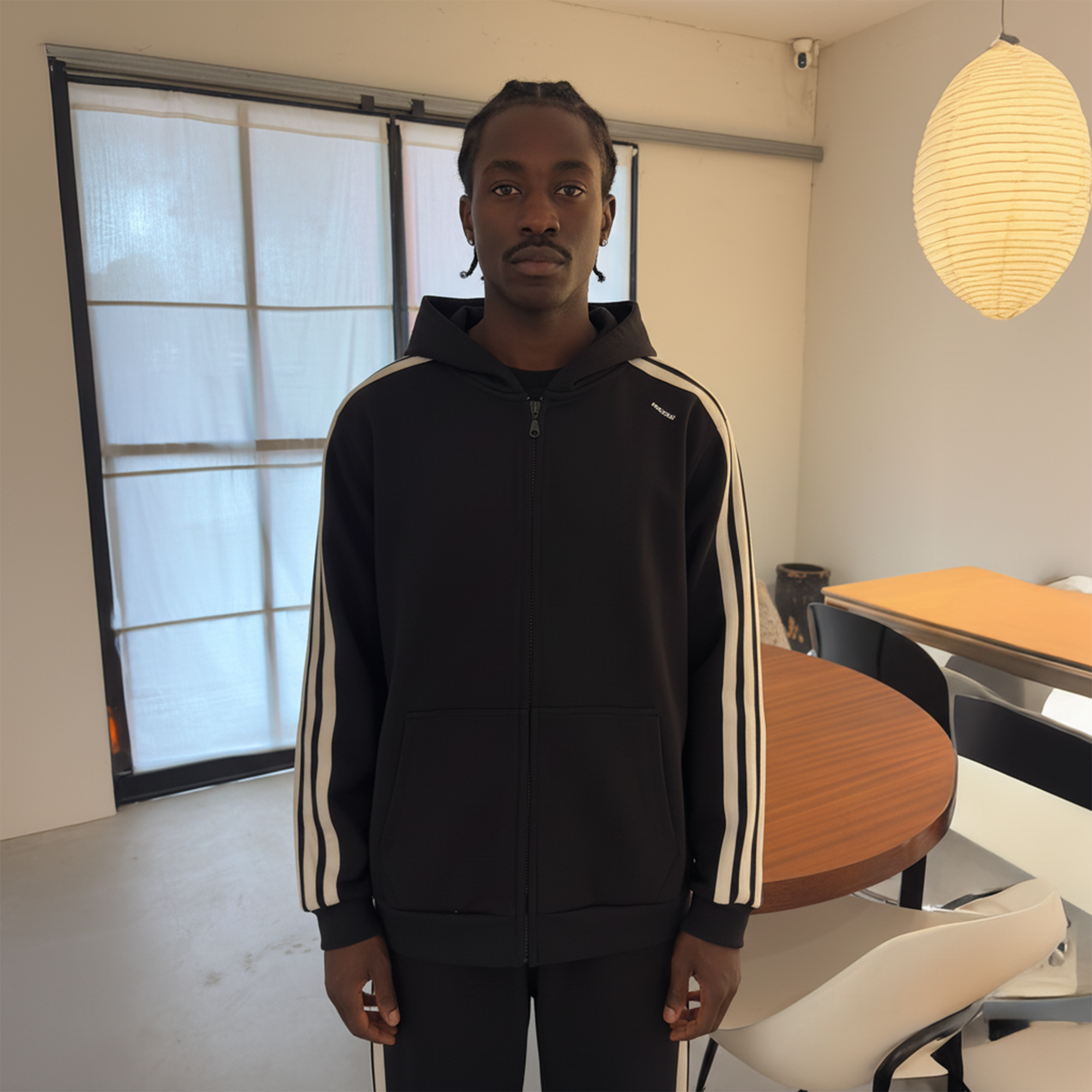 MIICHOUS Essential Stripe Zip-Up Hoodie-Jacket-S-Free Shipping Leatheretro