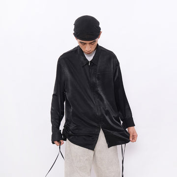 7440 37 1 Satin-Sheen Side-Drawstring Zip Shirt-Shirt-S (Preorder)-Free Shipping Leatheretro