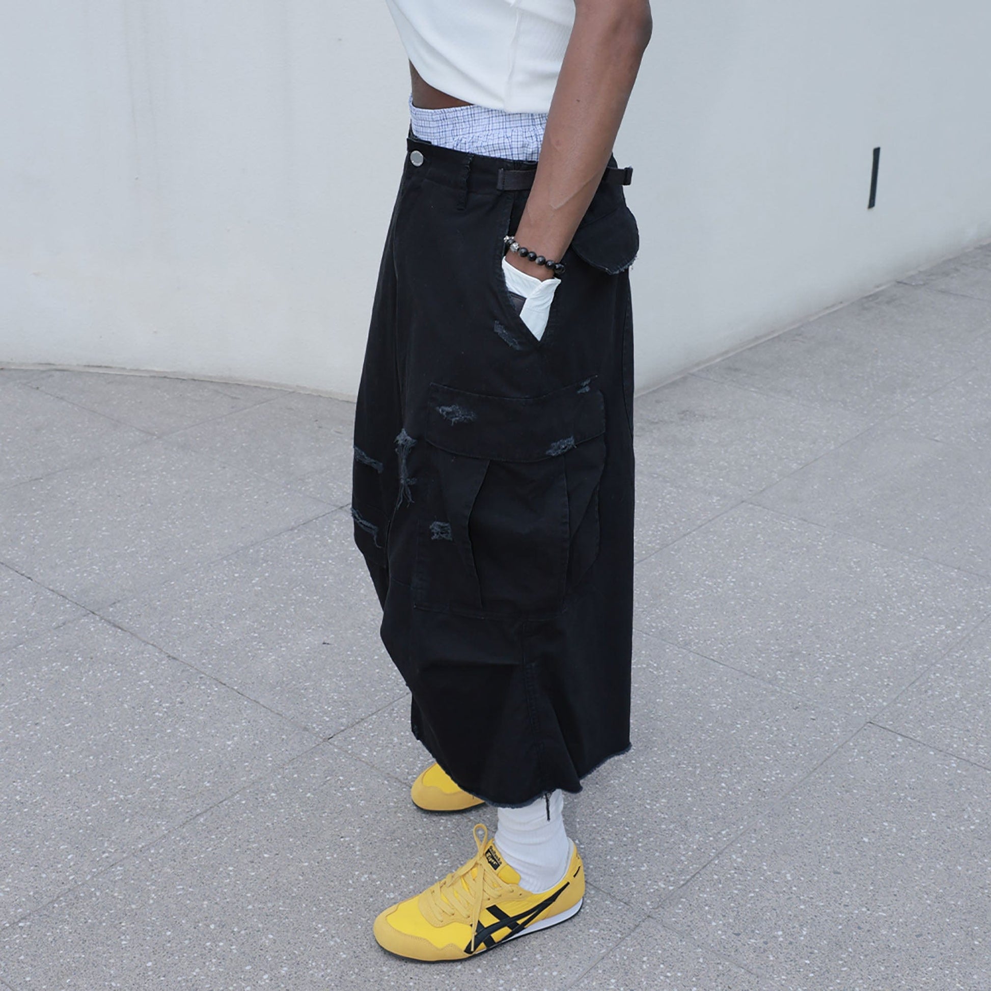 STEEPC Ripped Multi-Pocket Spliced Shorts-Shorts-S-Khaki-Free Shipping Leatheretro