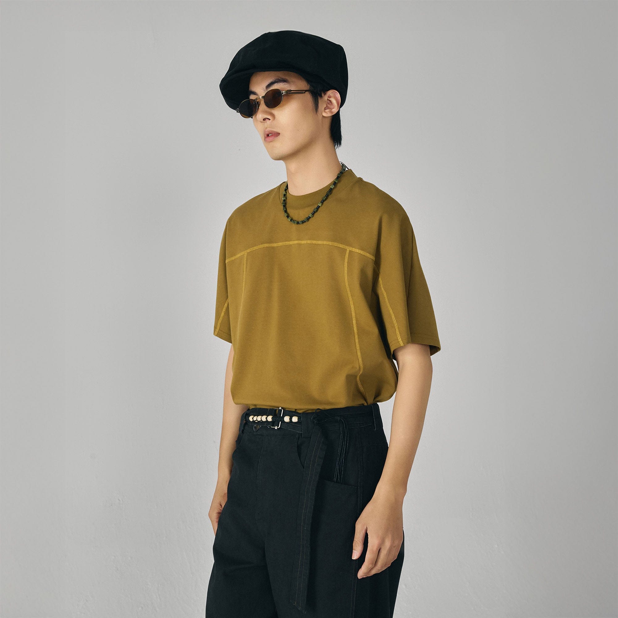 GONGHE REPUB Essential Stitch Sorona T-Shirt-T Shirt-S-Yellow-Free Shipping Leatheretro