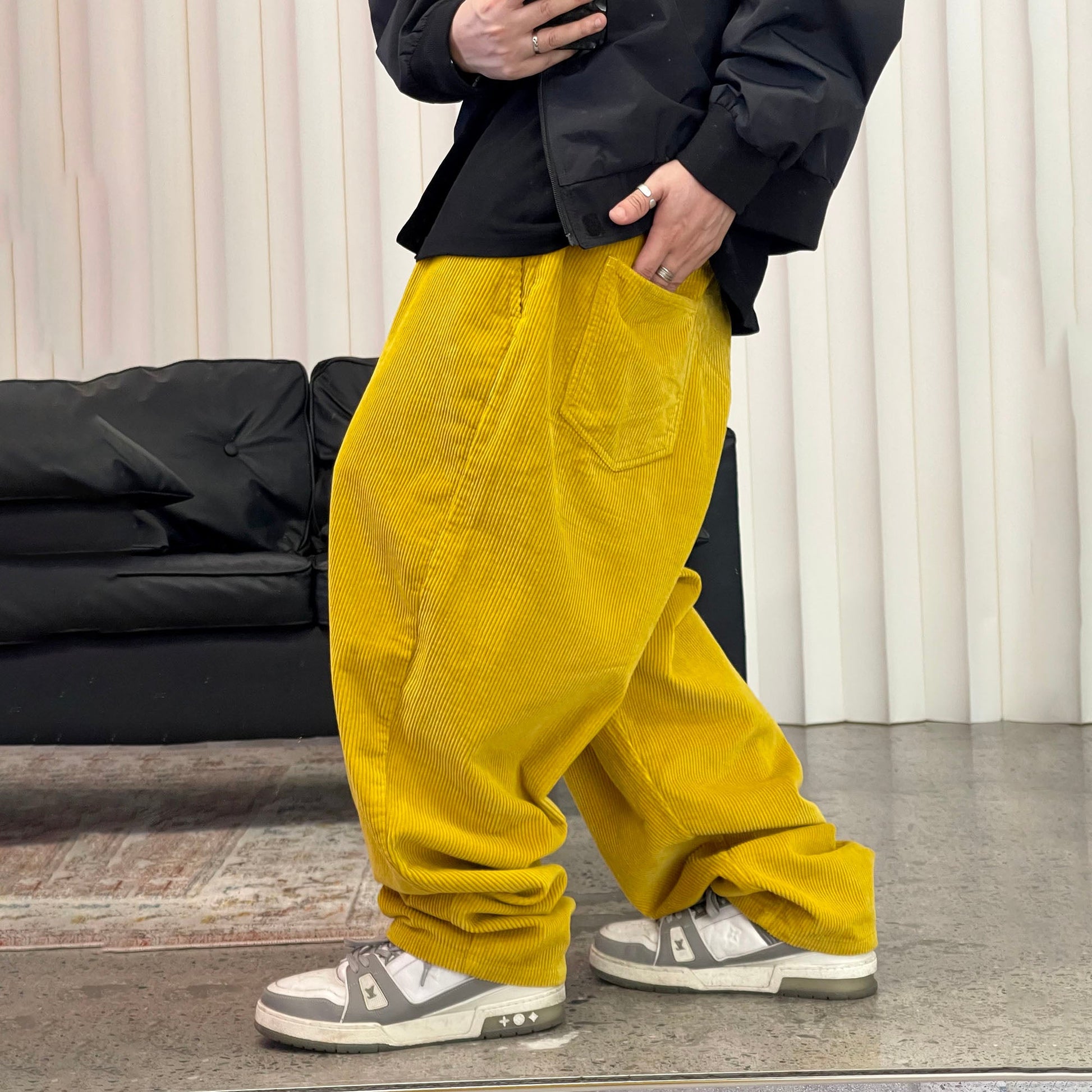 ME DA IGUAL Corduroy Pleated Wide-Leg Trousers-Pants-M-Free Shipping Leatheretro