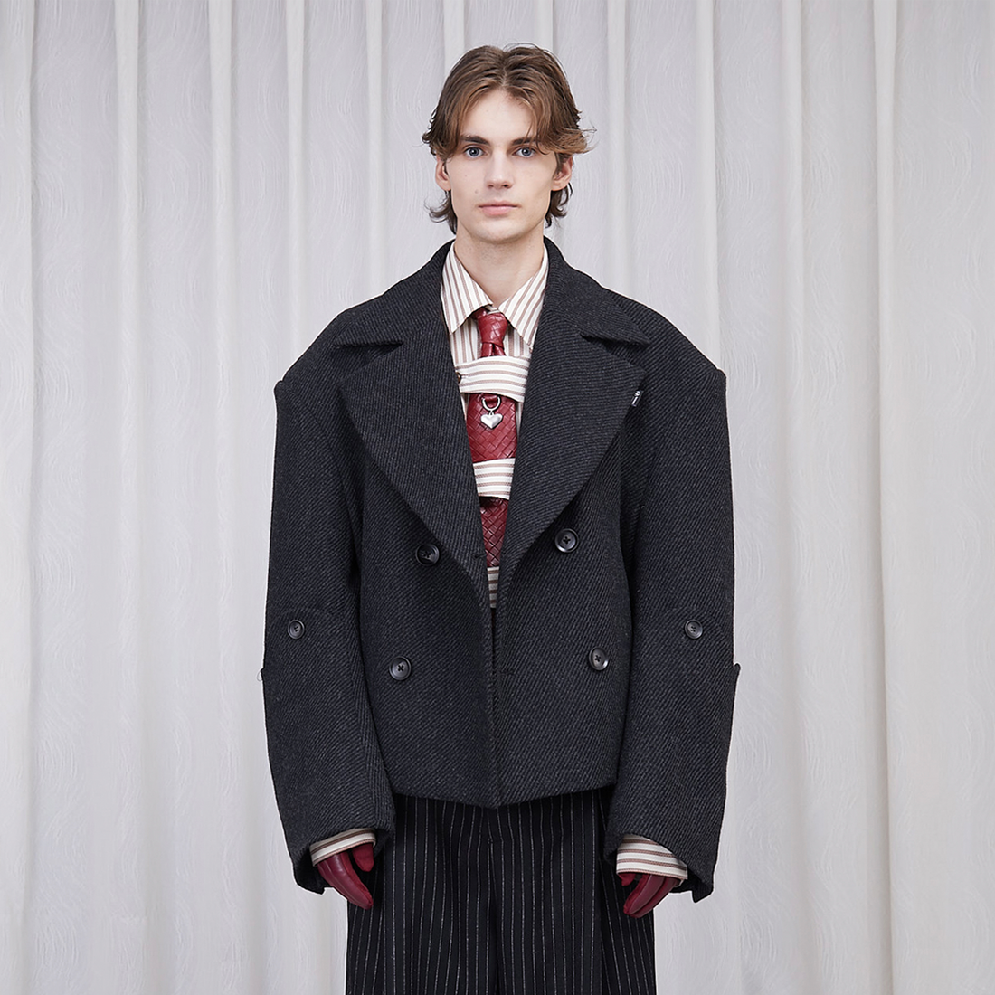 ASSEEN Double-Breast Wool-Blend Oversized Coat-Jacket-M-Free Shipping Leatheretro