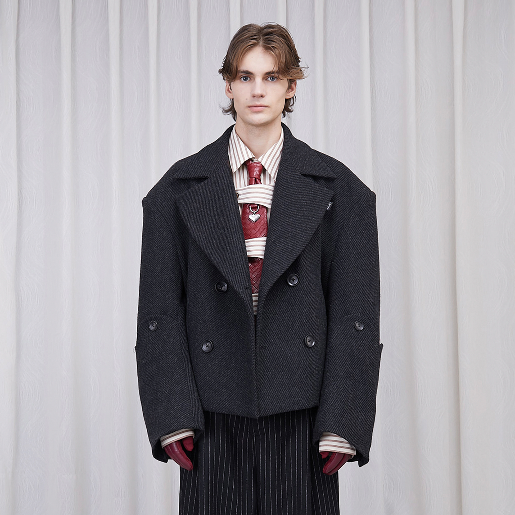 ASSEEN Double-Breast Wool-Blend Oversized Coat-Jacket-M-Free Shipping Leatheretro