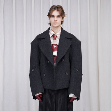 ASSEEN Double-Breast Wool-Blend Oversized Coat-Jacket-M-Free Shipping Leatheretro