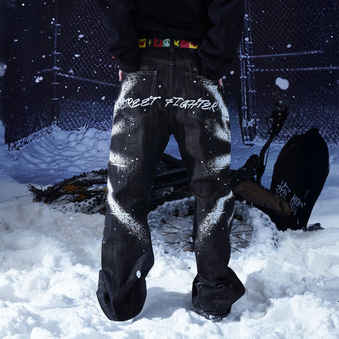 VINKID Peace Dove Splatter Jeans-Jeans-S-Free Shipping Leatheretro