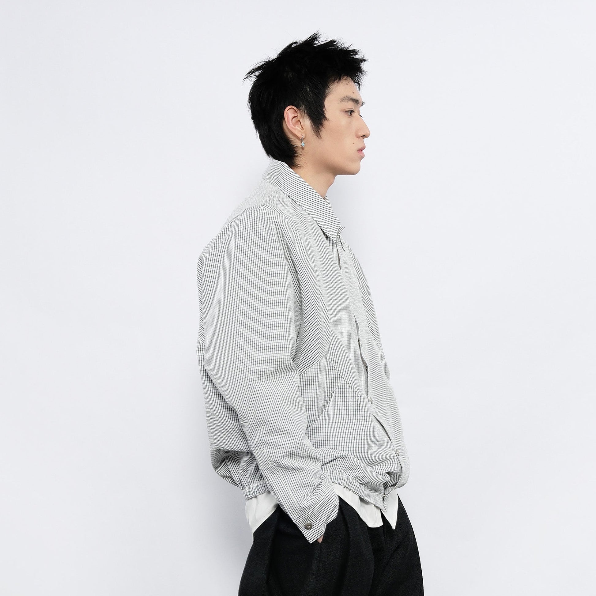 7440 37 1 Grid Check Batwing Sleeves Shirt-Shirt-S-Free Shipping Leatheretro