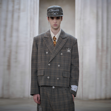 FACEONLAB Plaid Double-Breasted Blazer-Jacket-M-Free Shipping Leatheretro