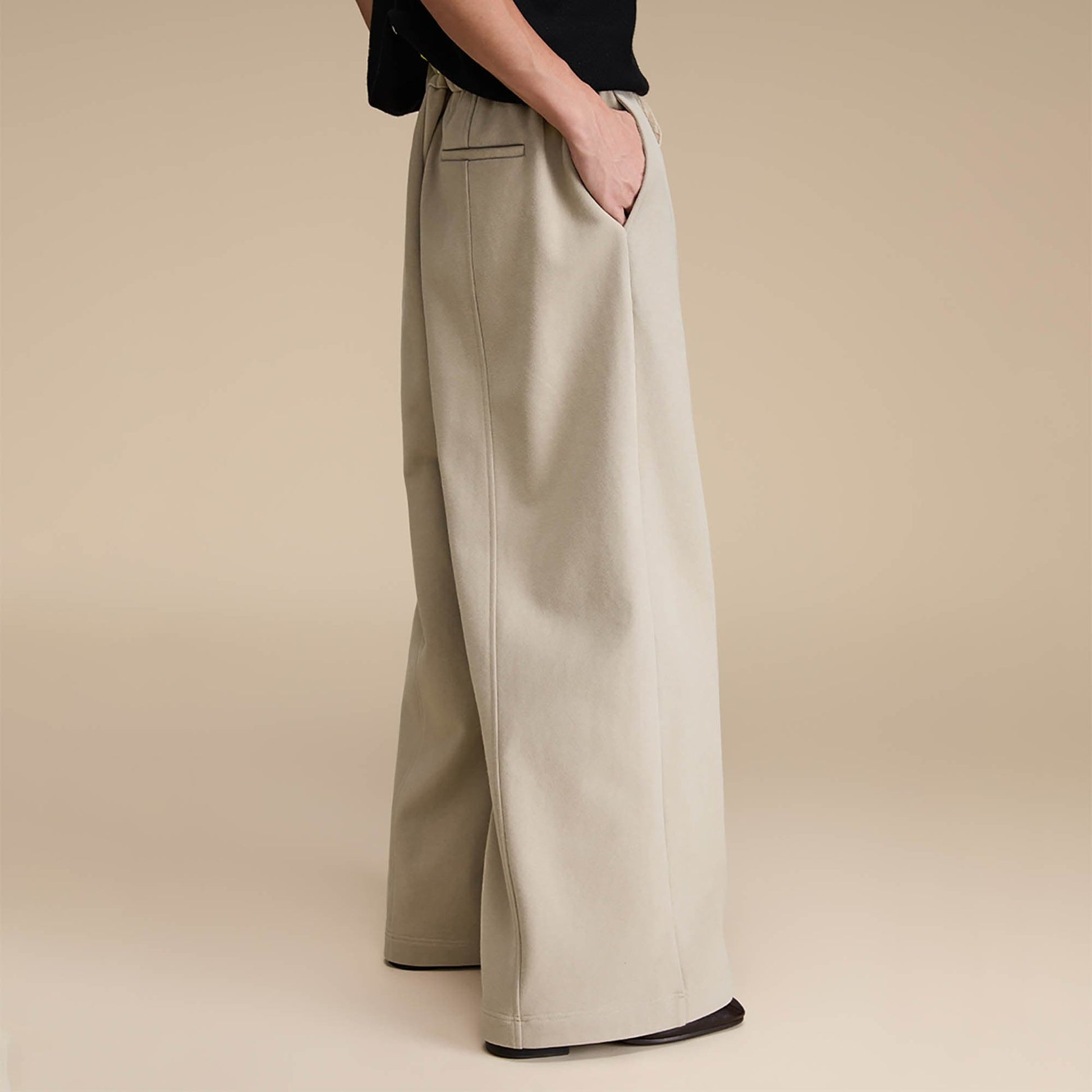OPICLOTH Essential Fleece-Lined Spliced Wide-Leg Pants-Pants-XS-Free Shipping Leatheretro