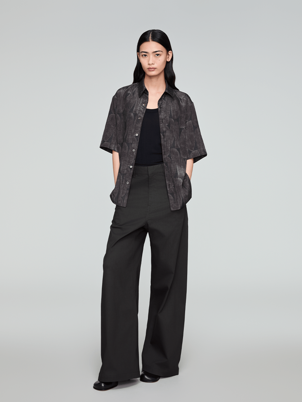 OPICLOTH Retro Textured Leaf Full-Print Half Shirt-Half shirt-S-Free Shipping Leatheretro