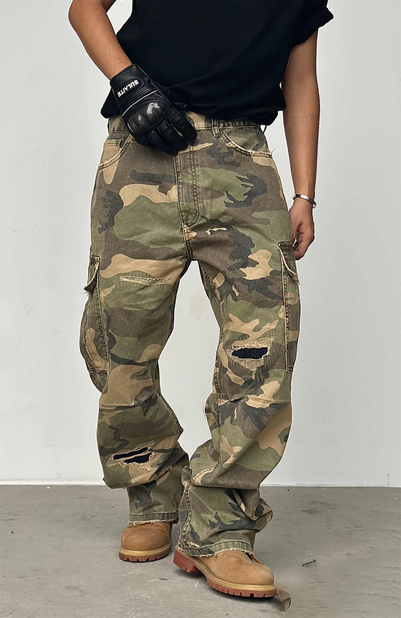 NEIGBORL Straight-Leg Camo Cargo Pants-Pants-S-Free Shipping Leatheretro