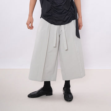 7440 37 1 Bubble-Texture Pleated Cropped Pants-Pants-S (Preorder)-Gray-Free Shipping Leatheretro