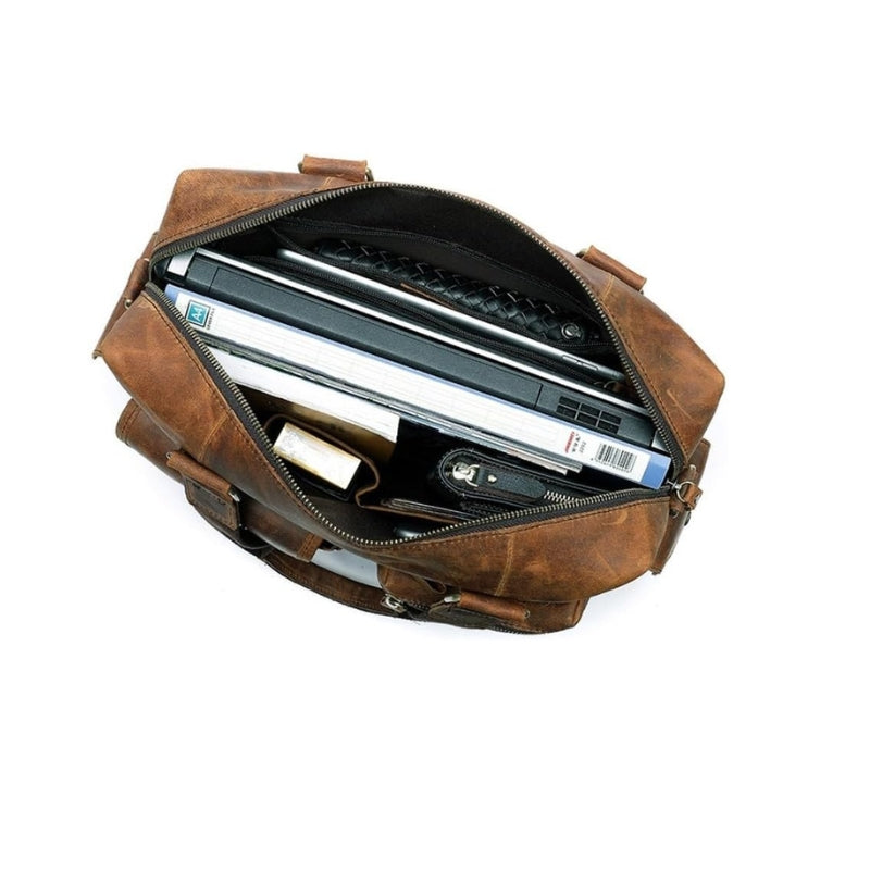 Horizontal Outdoor Business Hand Bag - First Layer Cowhide Leather Travel Luggage-Handbags-Brown-Free Shipping Leatheretro