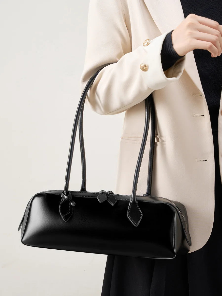 Luxury Vintage Genuine Leather Bag - Korean Design Shoulder Handbags-Handbags-Black-Free Shipping Leatheretro