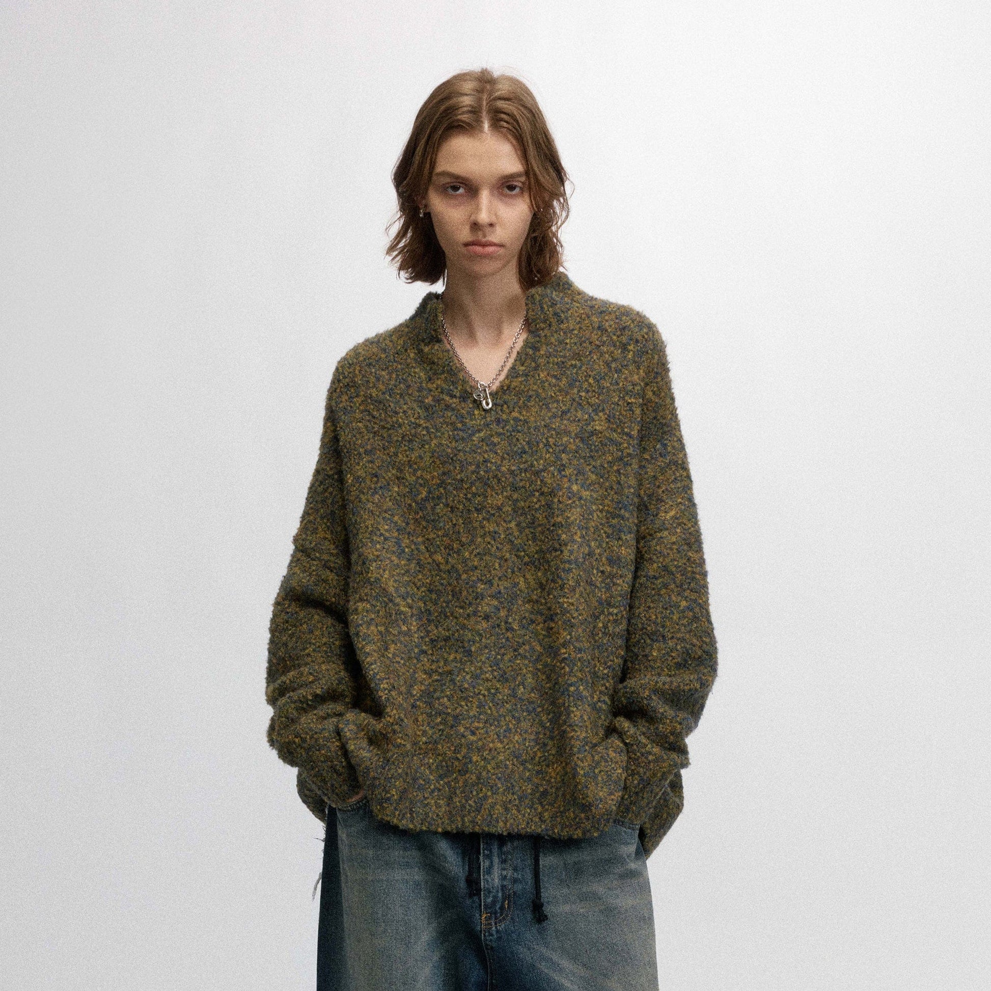 OVDY Modern V-neck Fleece Sweater-Sweater-S-Yellow-Free Shipping Leatheretro