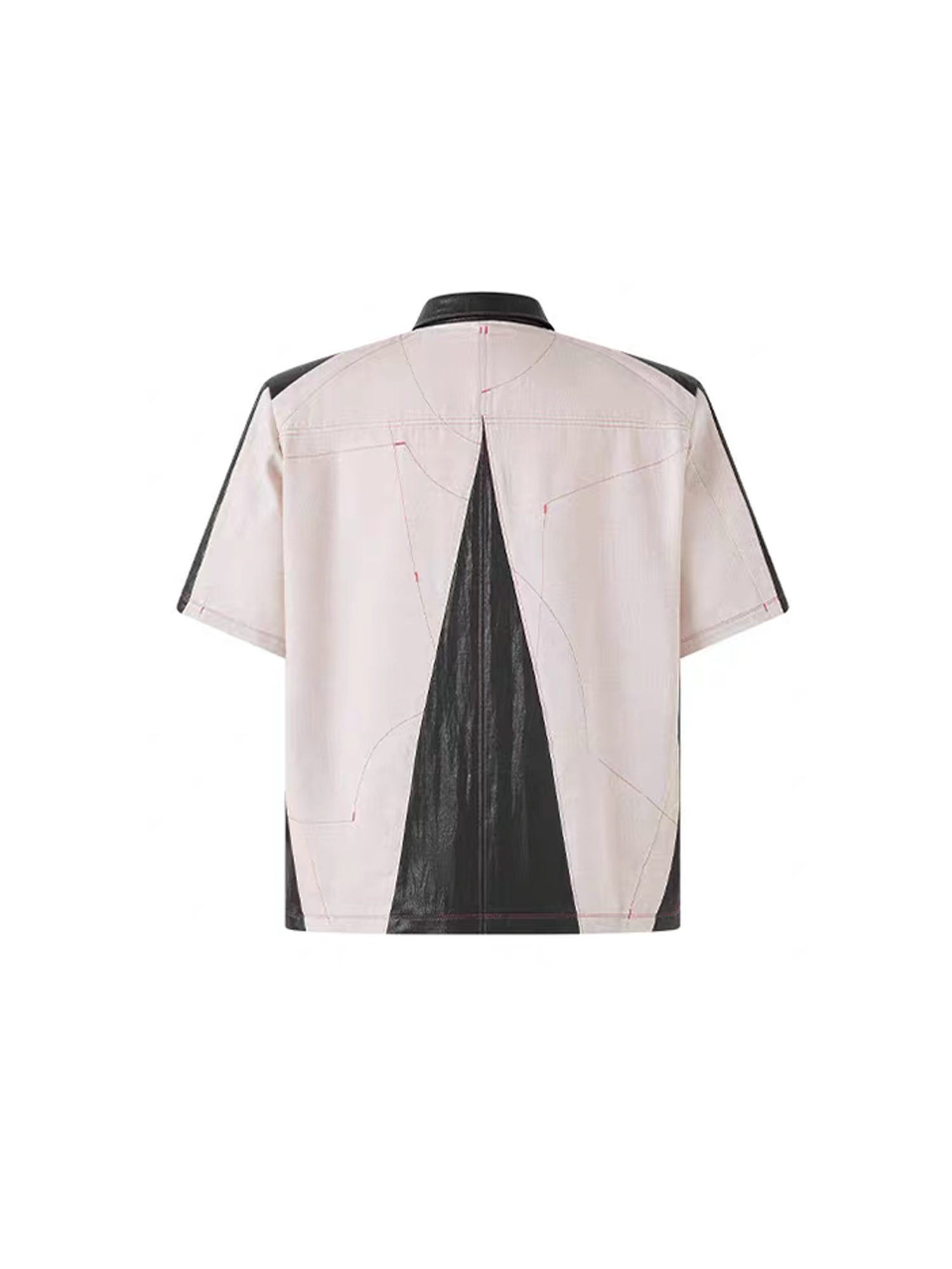 TIWILLTANG Contrast Stitch Paneled Zip-Up Half Shirt-Half shirt-S-Blue-Free Shipping Leatheretro