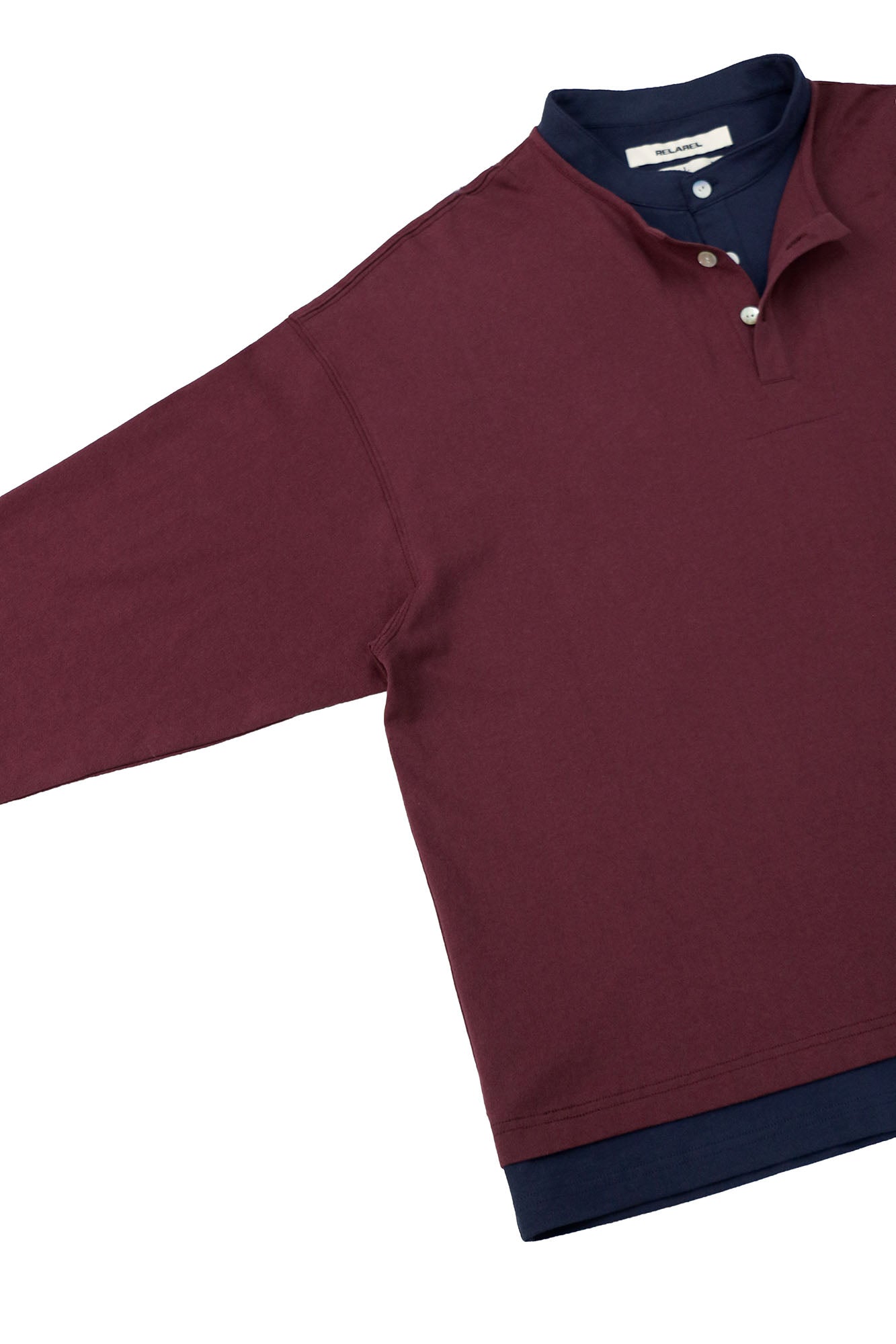RELABEL Contrast Layered Henley Long-Sleeve Tee-L/S Tee-XS-Purple-Free Shipping Leatheretro
