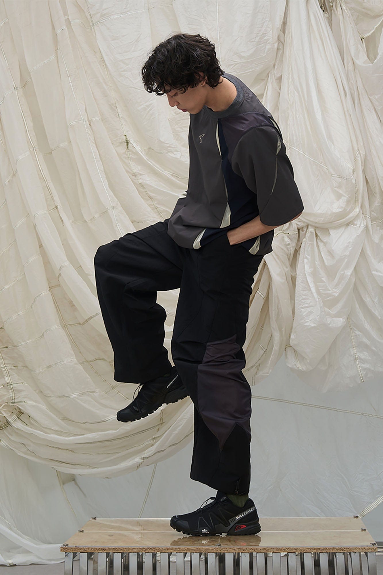 RELABEL Deconstructed Paneled Drawstring Parachute Pants-Pants-XS-Free Shipping Leatheretro
