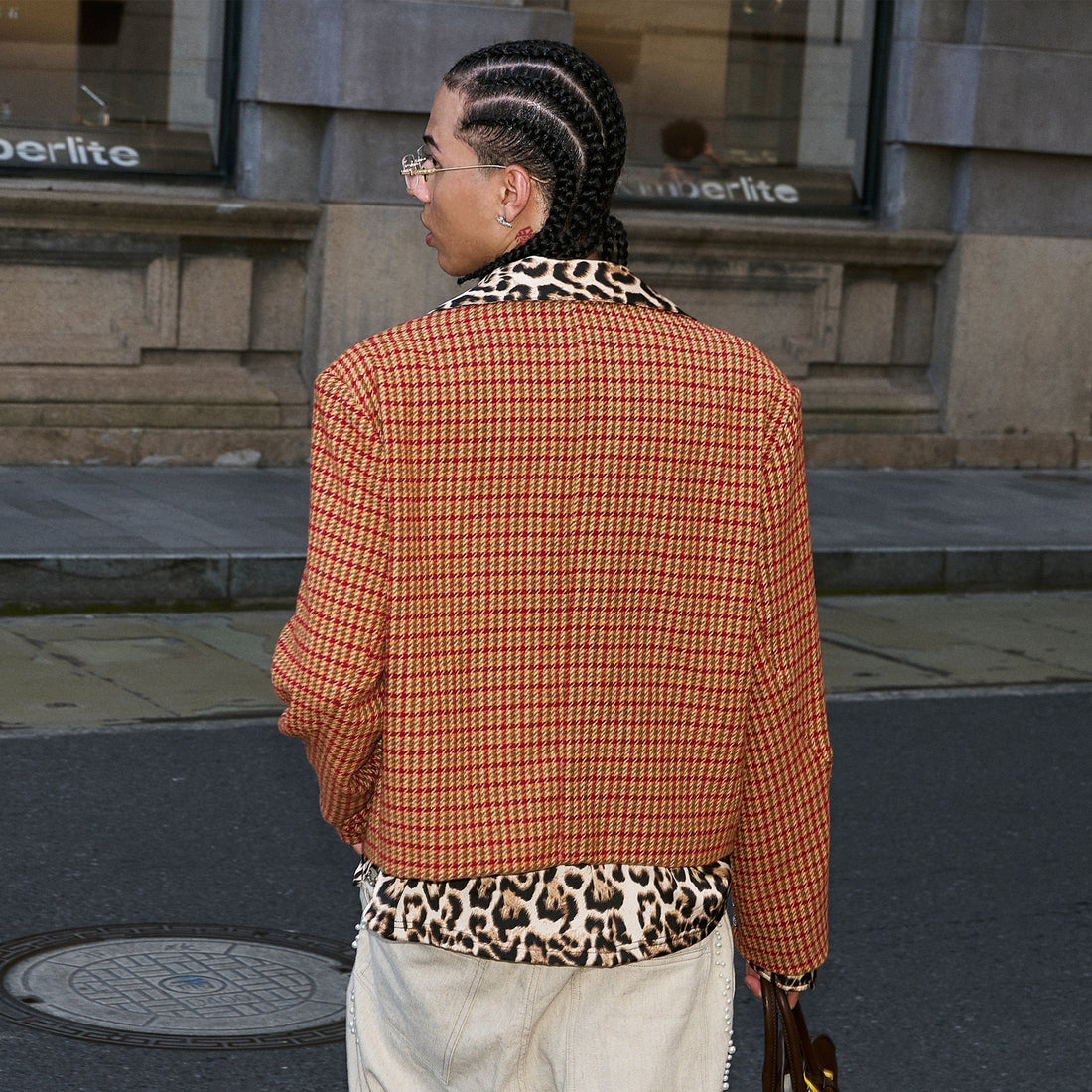 STEEPC Houndstooth Wool-Blend Stand-Collar Boxy Blazer-Jacket-S (1)-Free Shipping Leatheretro