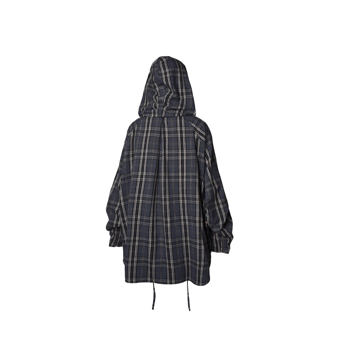 RELABEL Detachable Hood Multi-Zip Plaid Oversized Shirt-Shirt-XS (Preorder)-Free Shipping Leatheretro