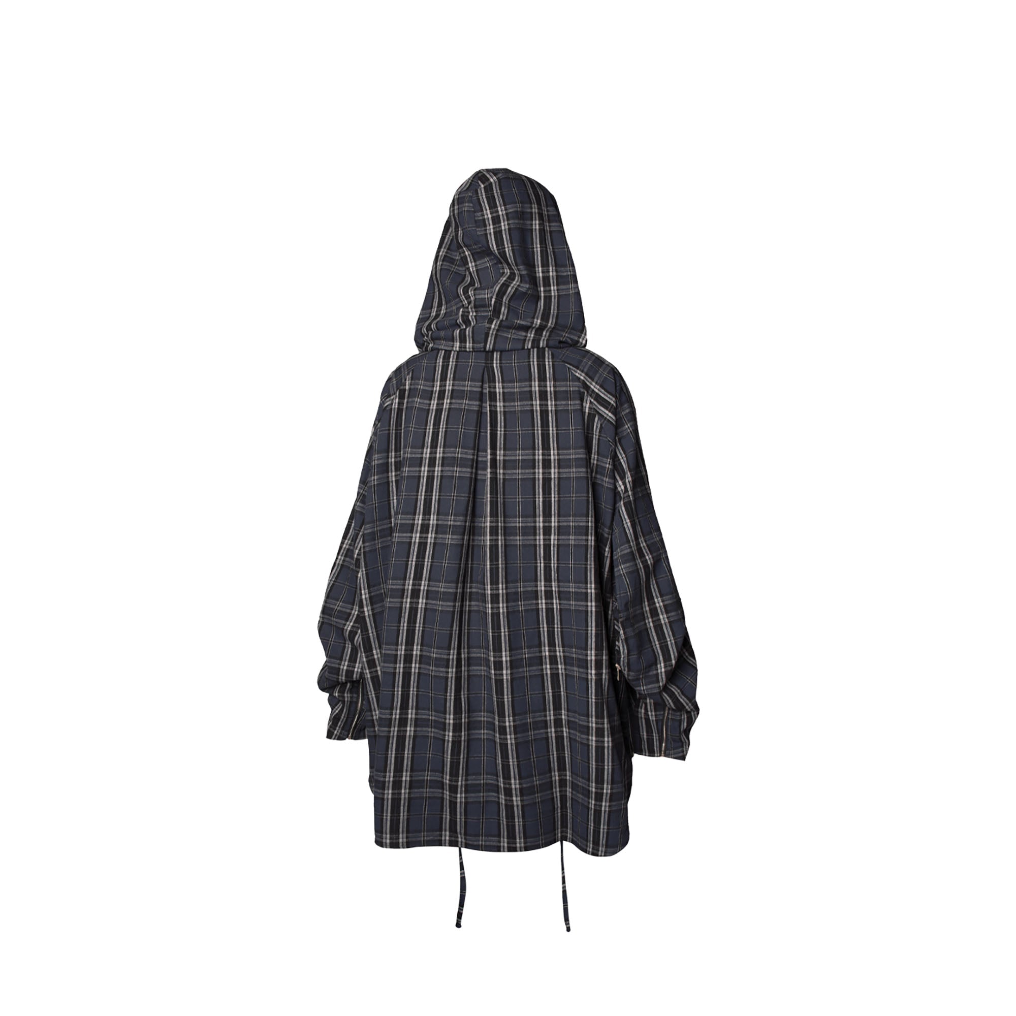 RELABEL Detachable Hood Multi-Zip Plaid Oversized Shirt-Shirt-XS (Preorder)-Free Shipping Leatheretro