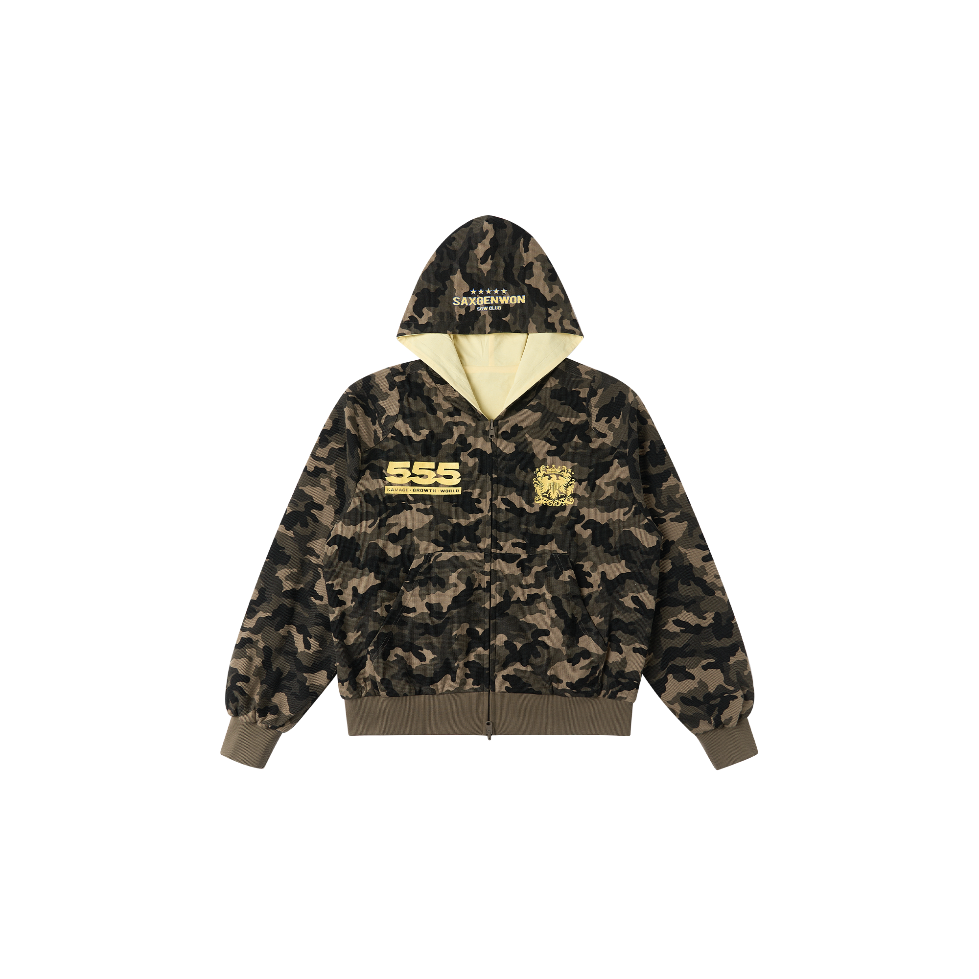 SAVAGEGROWTHWORLD Reversible Camo Waffle Hooded Jacket-Jacket-S-Free Shipping Leatheretro