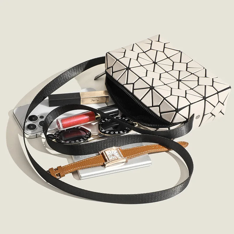 Women Geometry Design Shoulder Handbag - Geometric Luxury Crossbody Bag-Sliver-Free Shipping Leatheretro