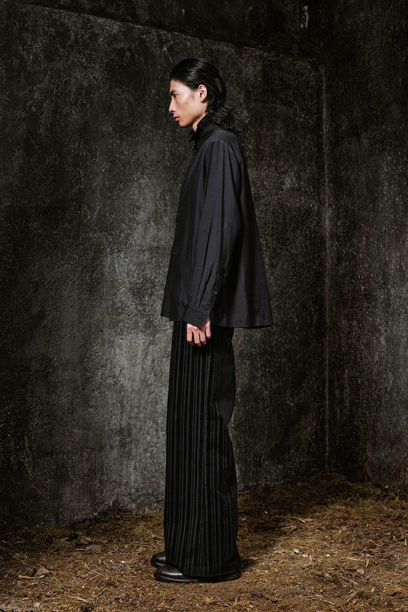 ILNya Nieternite Nifutur Ruffle-Neck Satin Shirt-Shirt-S(0)-Free Shipping Leatheretro