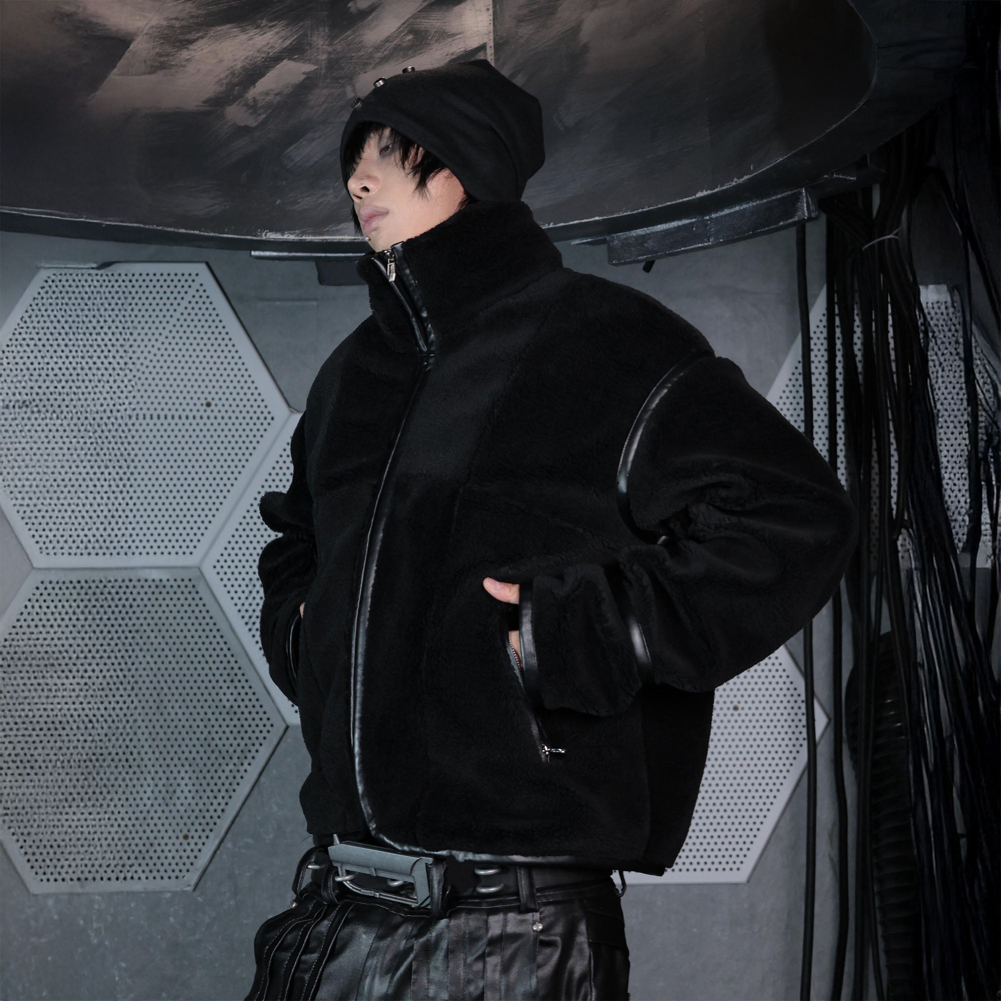 SSIN7 Panel High-Neck Fleece Jacket-Jacket-S (Preorder)-Free Shipping Leatheretro