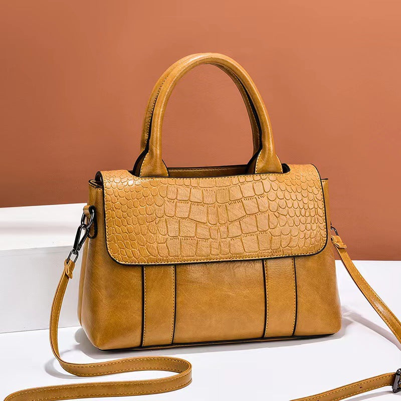 Women's Crossbody Shoulder Bag - Crocodile Pattern Sandwich Zipper Bag-Shoulder Bag-Yellow-Free Shipping Leatheretro