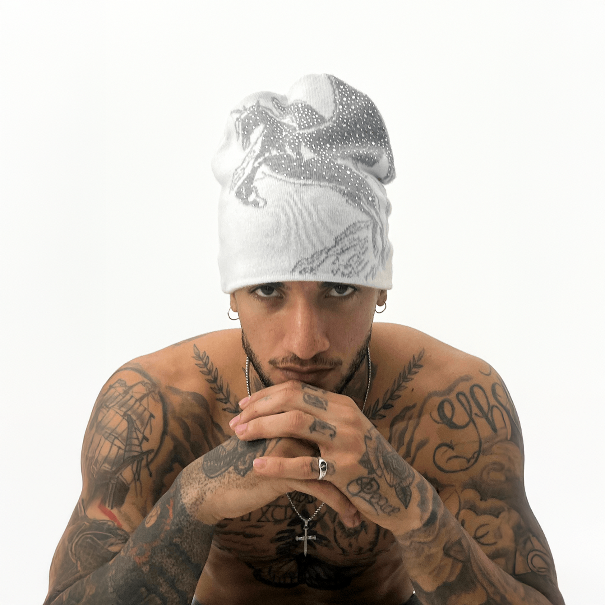 TECNINEGROUP Jacquard Diamond Knit Beanie-Hat, Cap, Beanie-White-Free Shipping Leatheretro
