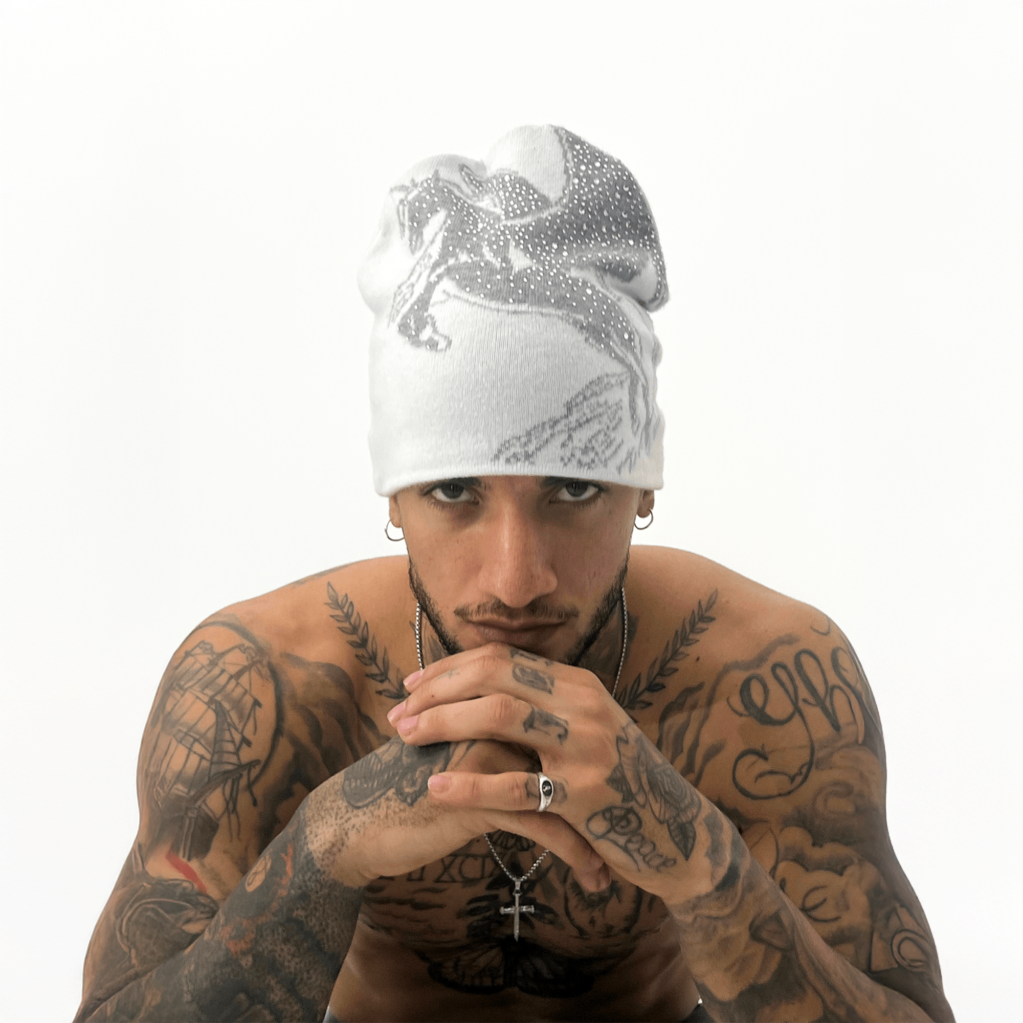 TECNINEGROUP Jacquard Diamond Knit Beanie-Hat, Cap, Beanie-White-Free Shipping Leatheretro