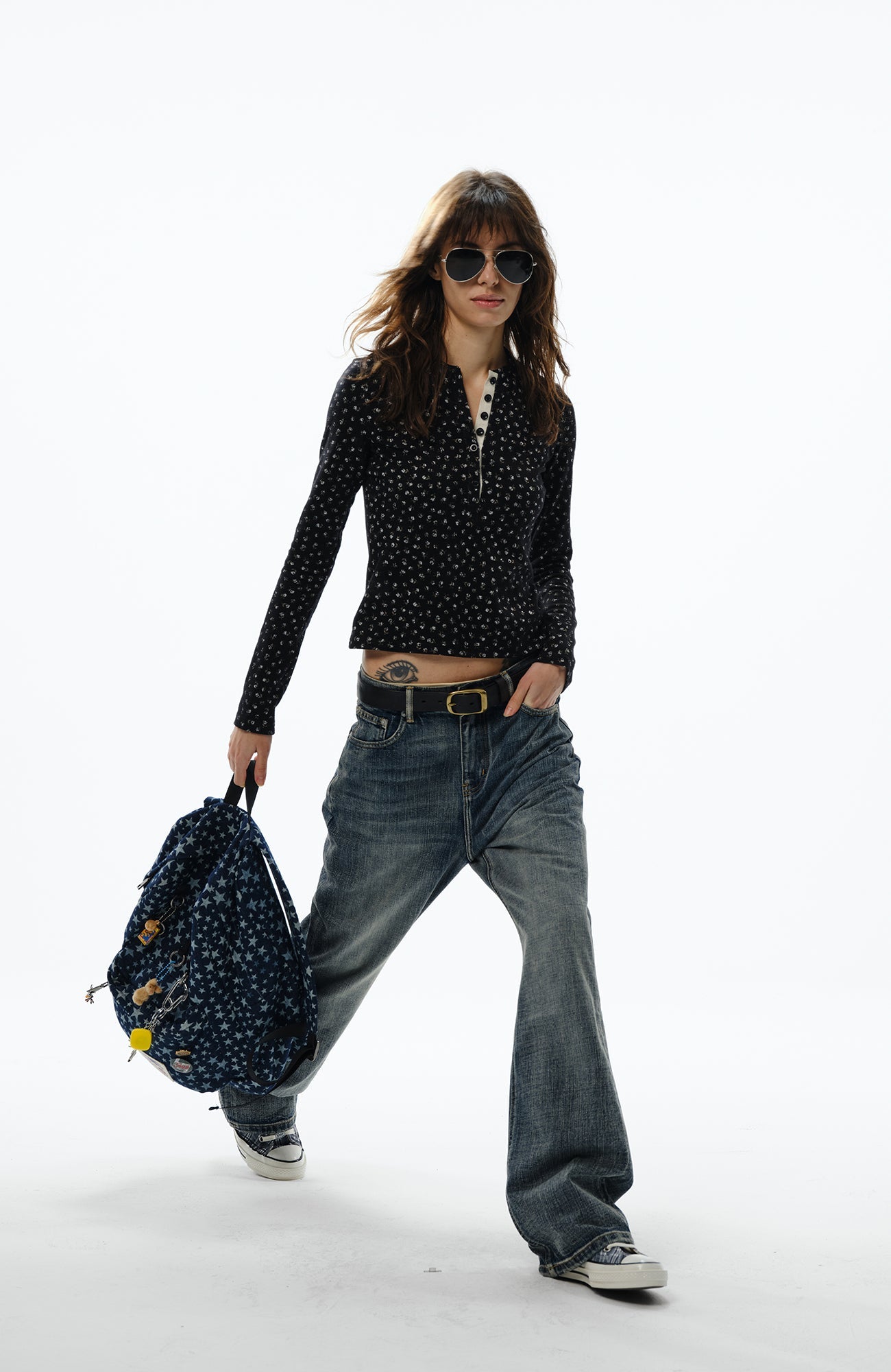 TRECLUB Multi-Eyelet Star Graphic Campus Backpack-Bag-One Size-Free Shipping Leatheretro