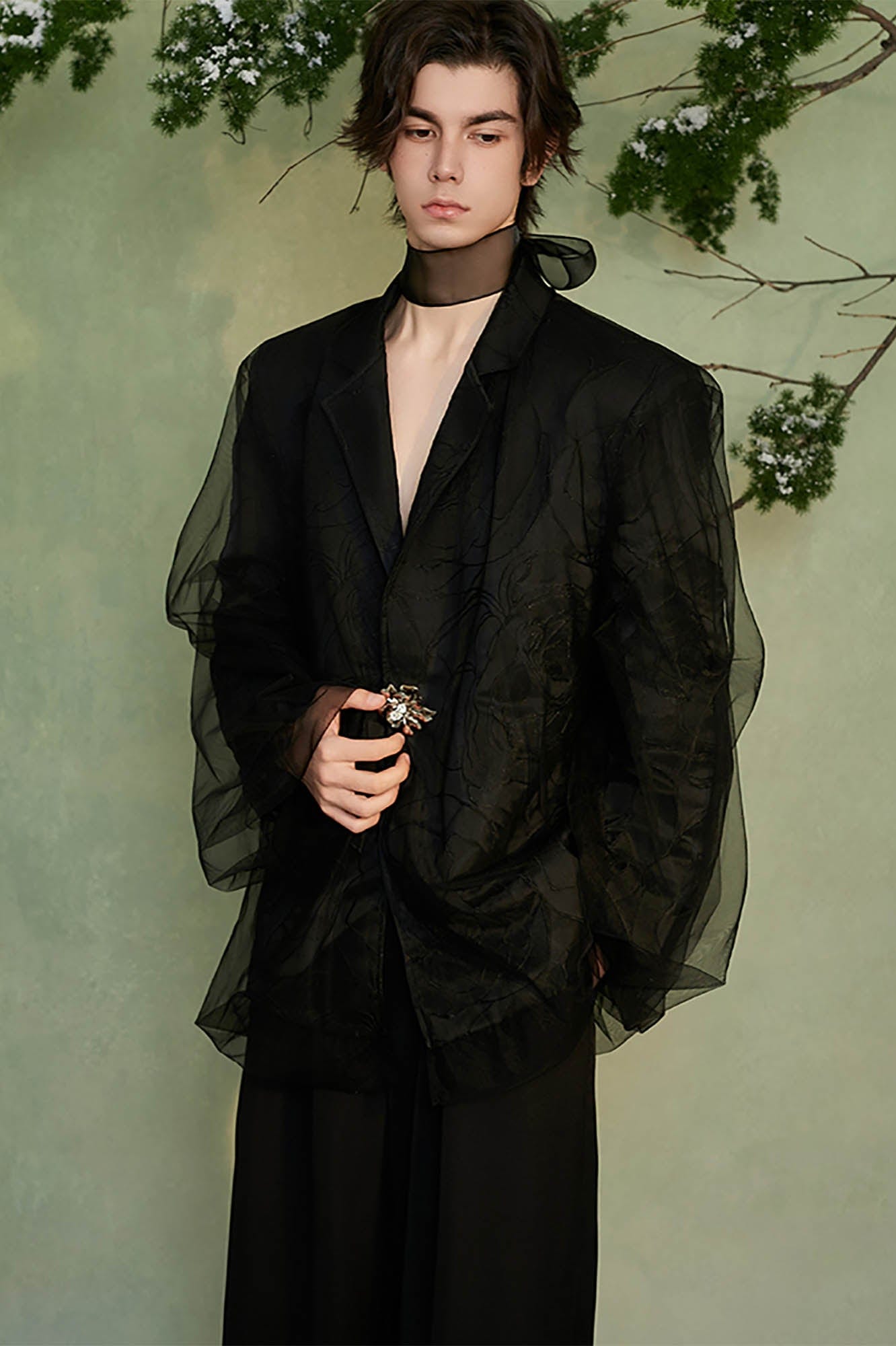 JIECHI Layered Floral Embossed Blazer-Jacket-M-Blazer-Free Shipping Leatheretro