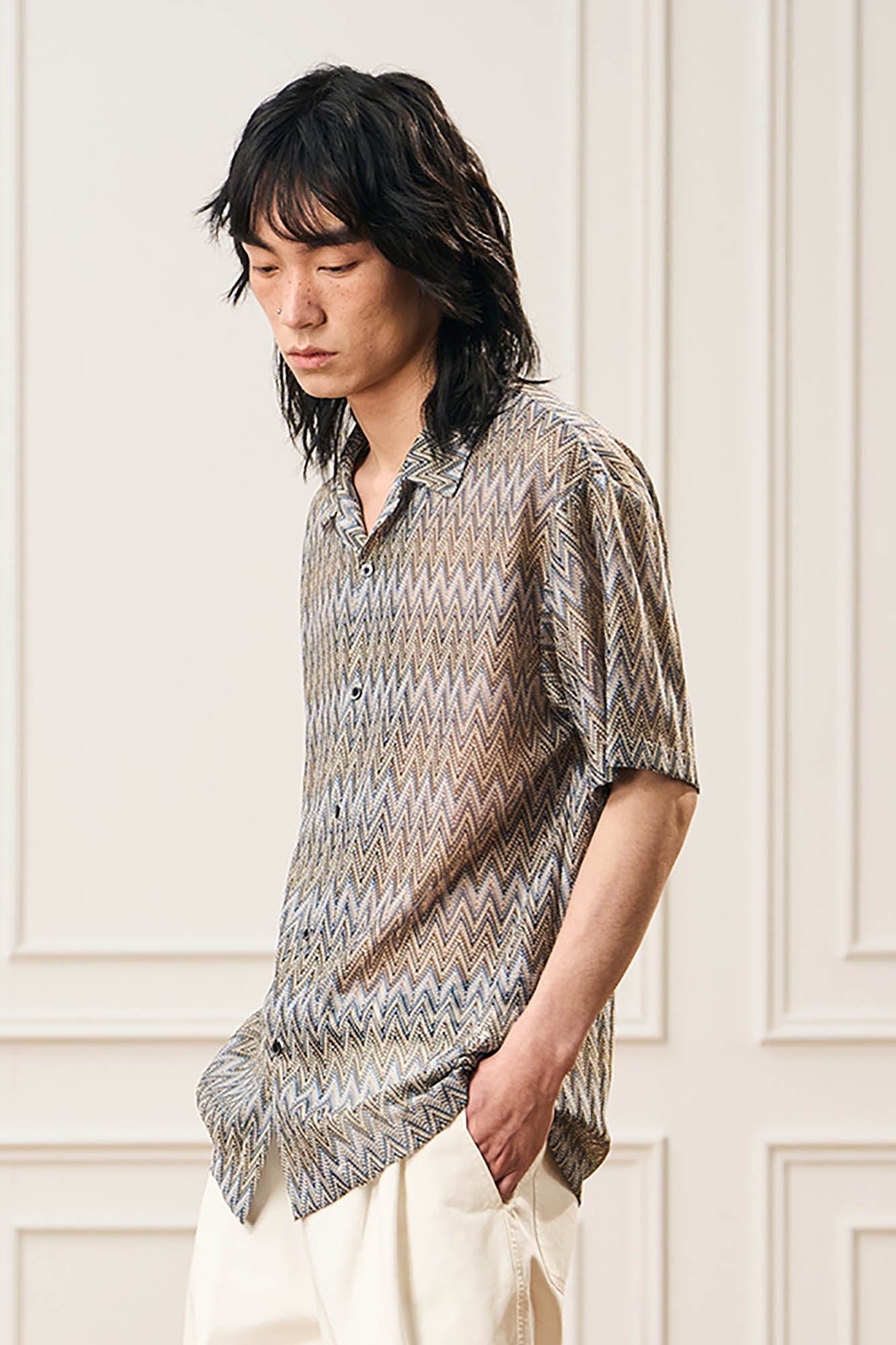 EPIC POETRY Geometric Ripple Knitted Half Shirt Sandstone-Half shirt-S-Free Shipping Leatheretro