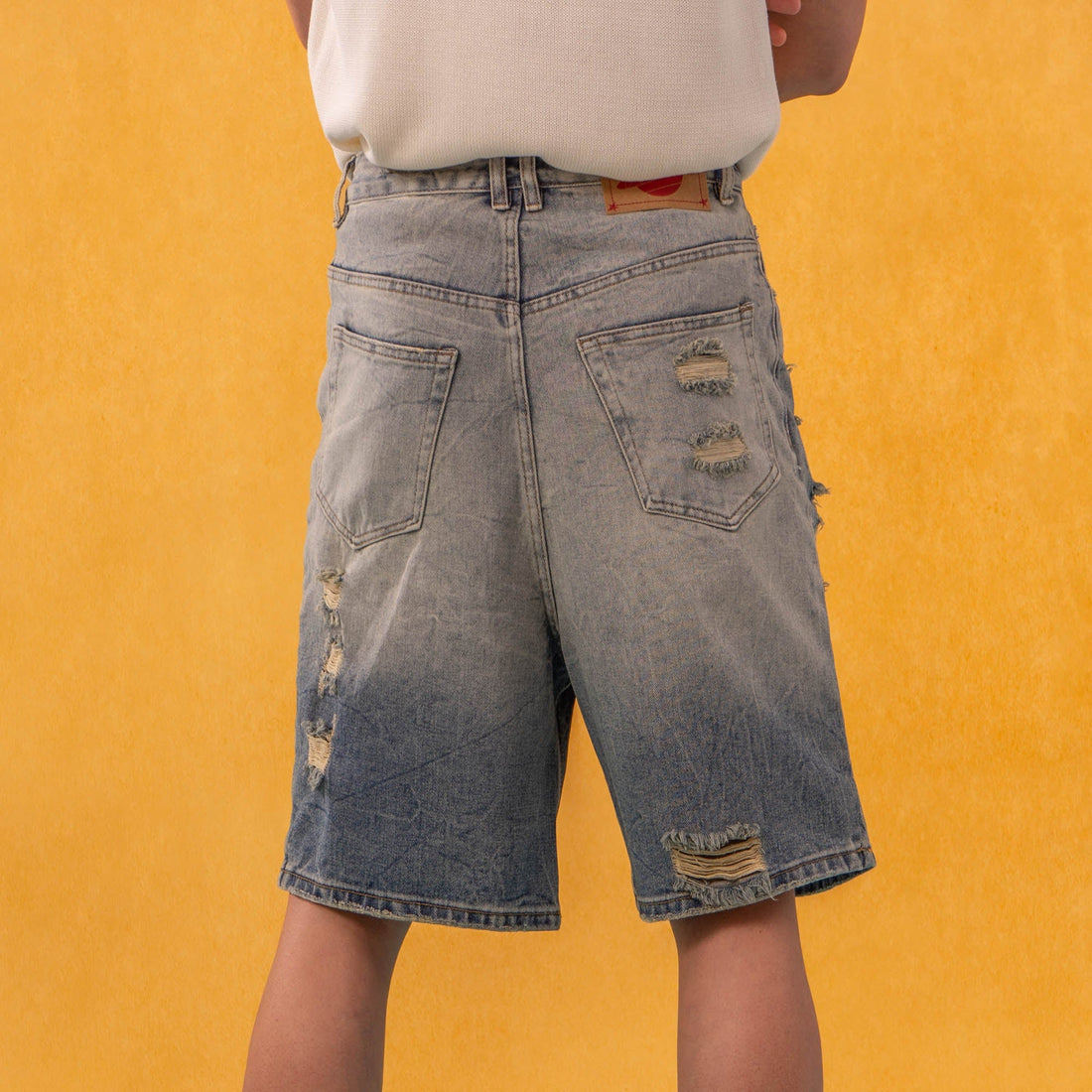 CLP Destroyed Frayed Washed Denim Shorts-Shorts-M-Free Shipping Leatheretro