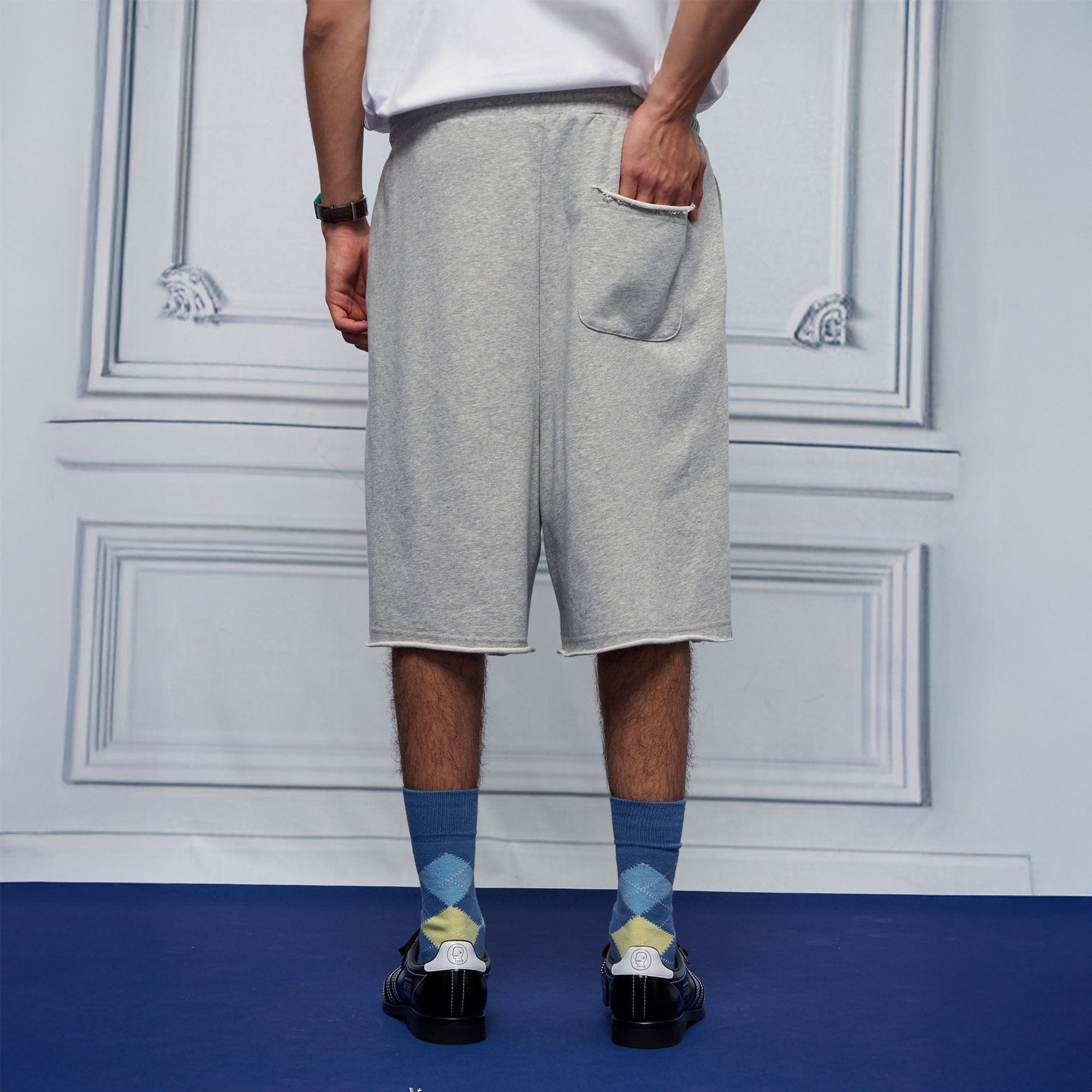 UNLIMITED MOTE Multi-Pleated Drawstring Raw-Hem Shorts-Shorts-S-Light Gray-Free Shipping Leatheretro