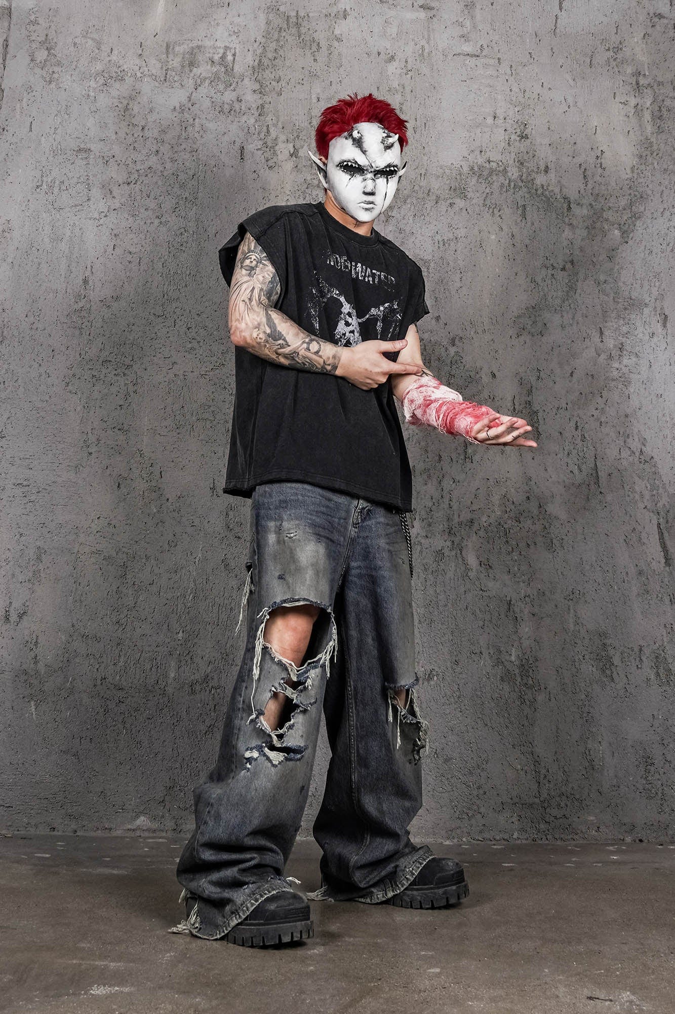 UNDERWATER The Hellbound Wing Distressed Vest-Vest-S-Free Shipping Leatheretro